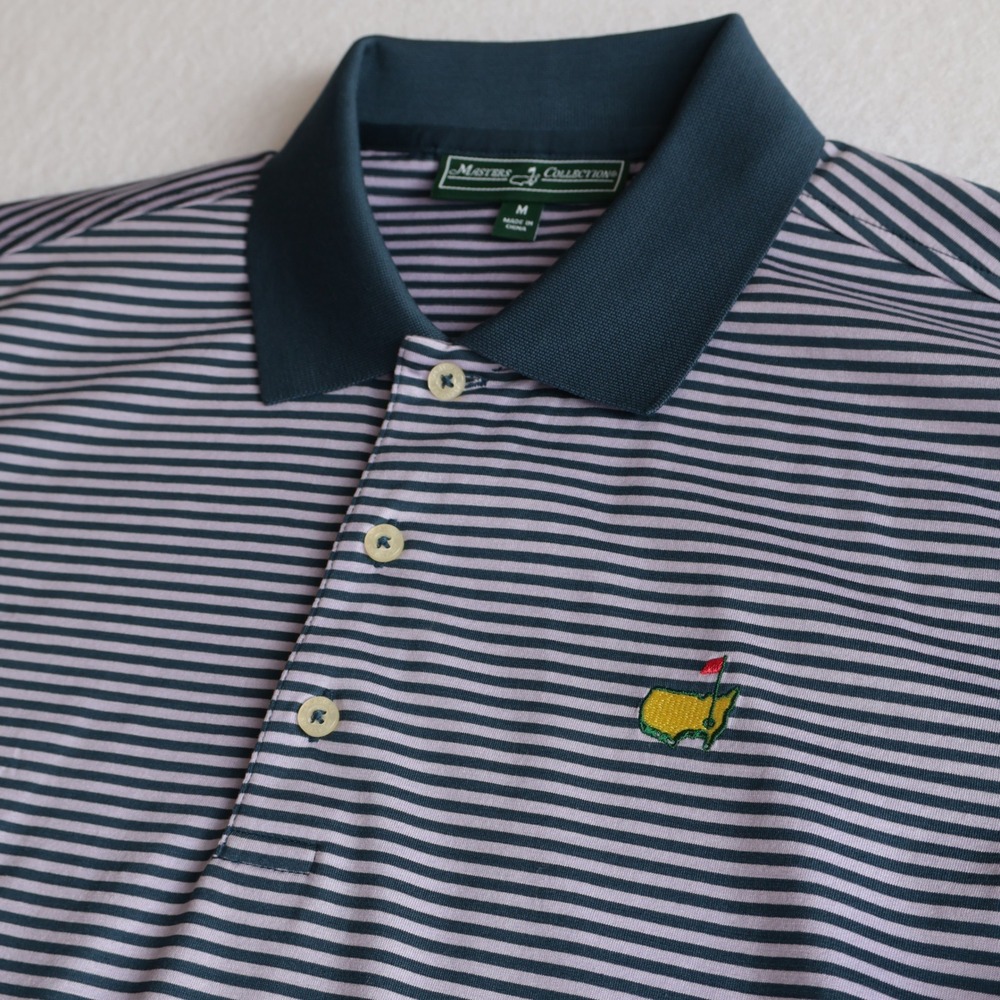 Masters Collection Pima Cotton Striped Polo Shirt Mens M Purple Navy MCJ1705-03